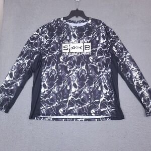 Silver Bait Shirt Mens XXL Black Stretch Performance Long Sleeve Camo Fishing